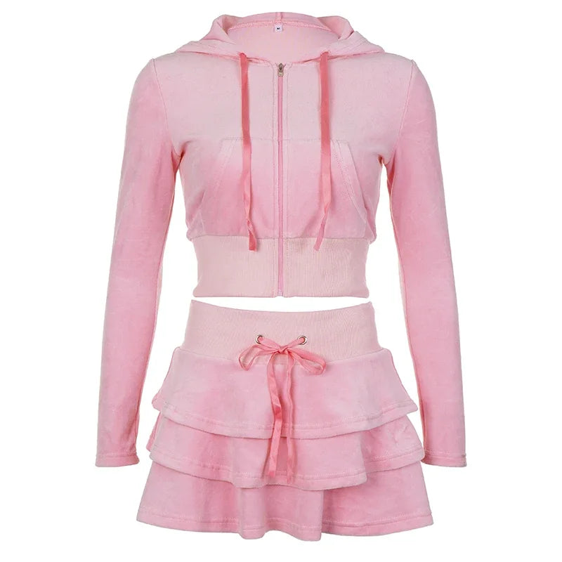 Peris Gems Two Piece Set / M Sweet Korean Style Pink Zipper Hoodie and Tiered Mini Skirt Two Piece Set Women Sweet Y2K A-line Skirts Sweatshirts Suit Autumn Sweet Korean Style Pink Zipper Hoodie and Tiered Mini Skirt Two Piece Set Women Sweet Y2K A-line Skirts Sweatshirts Suit Autumn SHEIN Amazon Temu