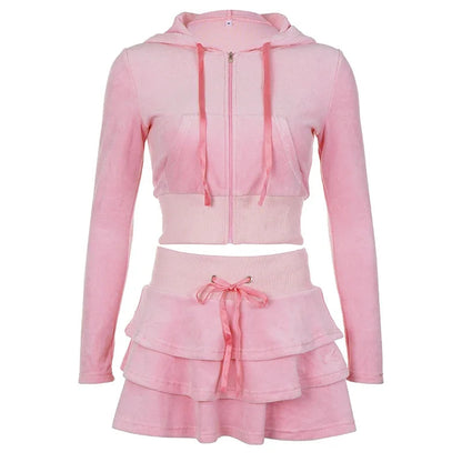 Peris Gems Two Piece Set / M Sweet Korean Style Pink Zipper Hoodie and Tiered Mini Skirt Two Piece Set Women Sweet Y2K A-line Skirts Sweatshirts Suit Autumn Sweet Korean Style Pink Zipper Hoodie and Tiered Mini Skirt Two Piece Set Women Sweet Y2K A-line Skirts Sweatshirts Suit Autumn SHEIN Amazon Temu