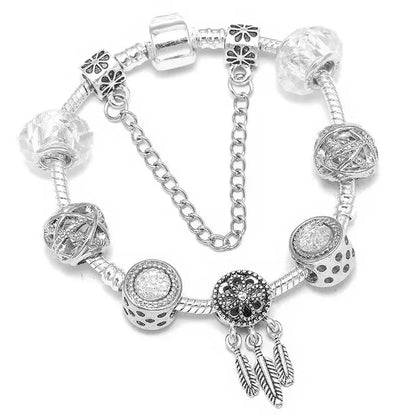Peris Gems Type 004 / 16cm Crystal Beads Vintage Silver Color Charm Bracelets SHEIN Amazon Temu