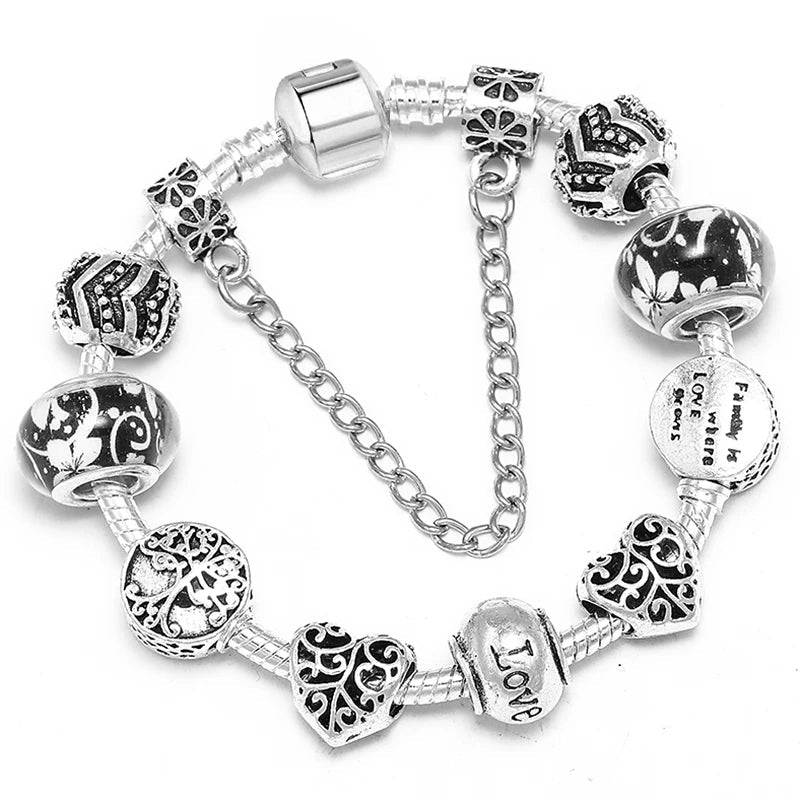 Peris Gems Type 007 / 16cm Crystal Beads Vintage Silver Color Charm Bracelets SHEIN Amazon Temu