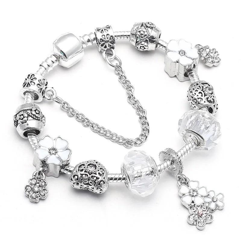Peris Gems Type 016 / 16cm Crystal Beads Vintage Silver Color Charm Bracelets SHEIN Amazon Temu
