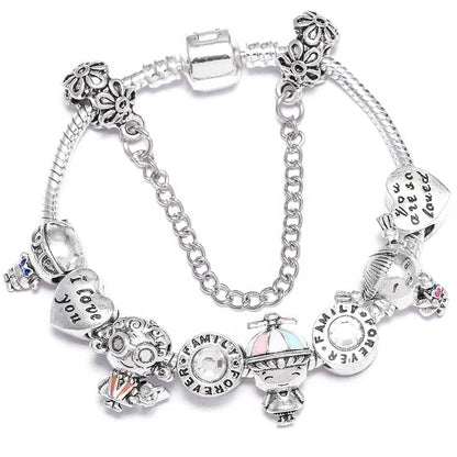 Peris Gems Type 018 / 16cm Crystal Beads Vintage Silver Color Charm Bracelets SHEIN Amazon Temu