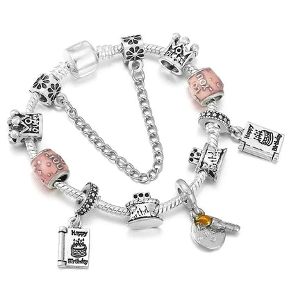 Peris Gems Type 020 / 16cm Crystal Beads Vintage Silver Color Charm Bracelets SHEIN Amazon Temu