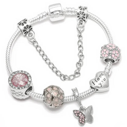 Peris Gems Type 022 / 16cm Crystal Beads Vintage Silver Color Charm Bracelets SHEIN Amazon Temu