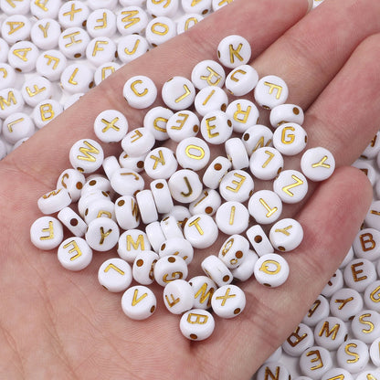Peris Gems white gold / 100pcs 100/200pcs Letter Beads White Black Round Gold Silver Color Acrylic Alphabet Beads for Jewelry Bracelet Necklace Key Chain DIY SHEIN Amazon Temu