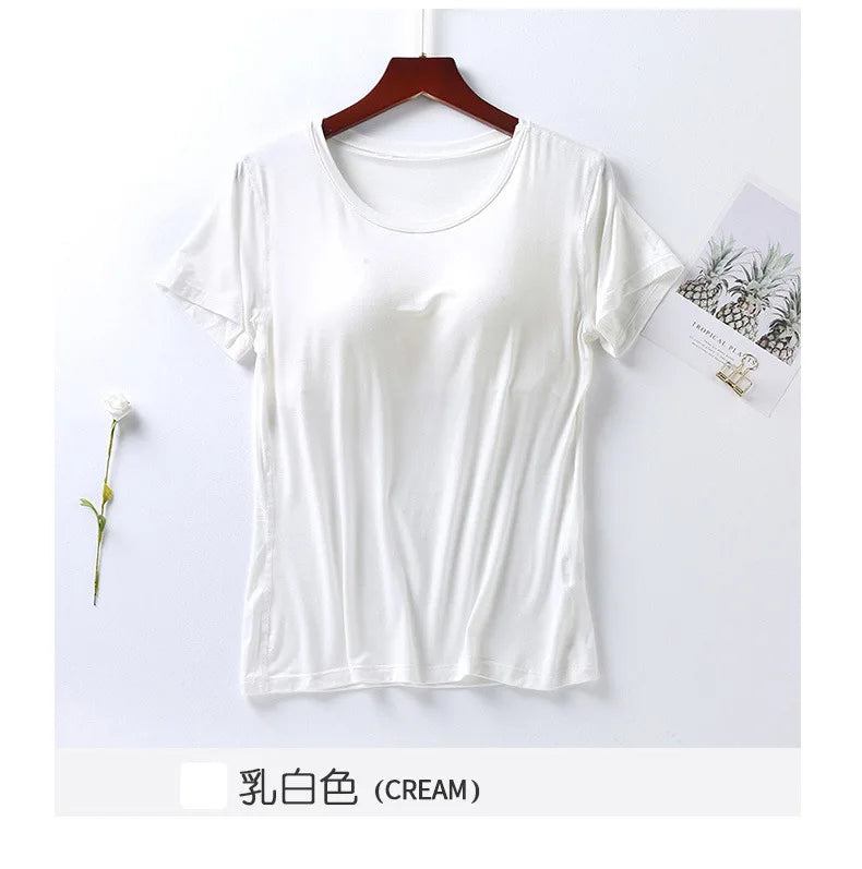 Peris Gems White / M 100% Cotton Round Neck Loose Fitting T-shirt For Women 2023 With Bra, Short Sleeved T-shirt, Plain Top, High-quality T-shirt SHEIN Amazon Temu