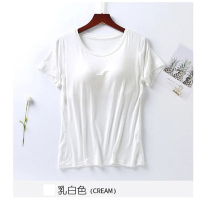 Peris Gems White / M 100% Cotton Round Neck Loose Fitting T-shirt For Women 2023 With Bra, Short Sleeved T-shirt, Plain Top, High-quality T-shirt SHEIN Amazon Temu