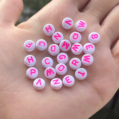 Peris Gems white pink / 100pcs 100/200pcs Letter Beads White Black Round Gold Silver Color Acrylic Alphabet Beads for Jewelry Bracelet Necklace Key Chain DIY SHEIN Amazon Temu