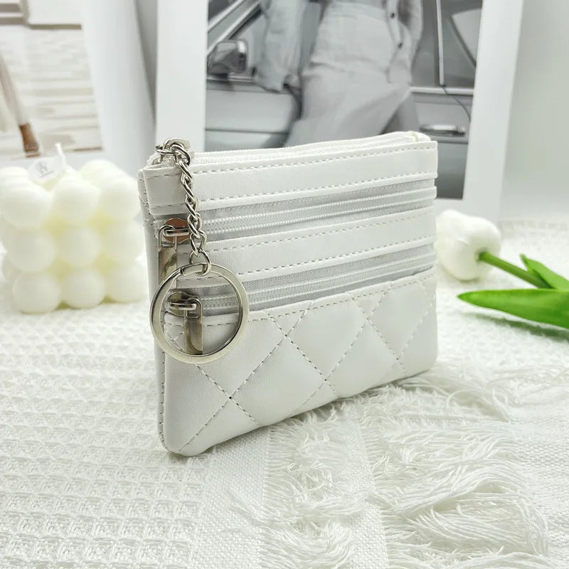 Peris Gems  White PU Leather Coin Purse Zipper Wallets for Women SHEIN Amazon Temu