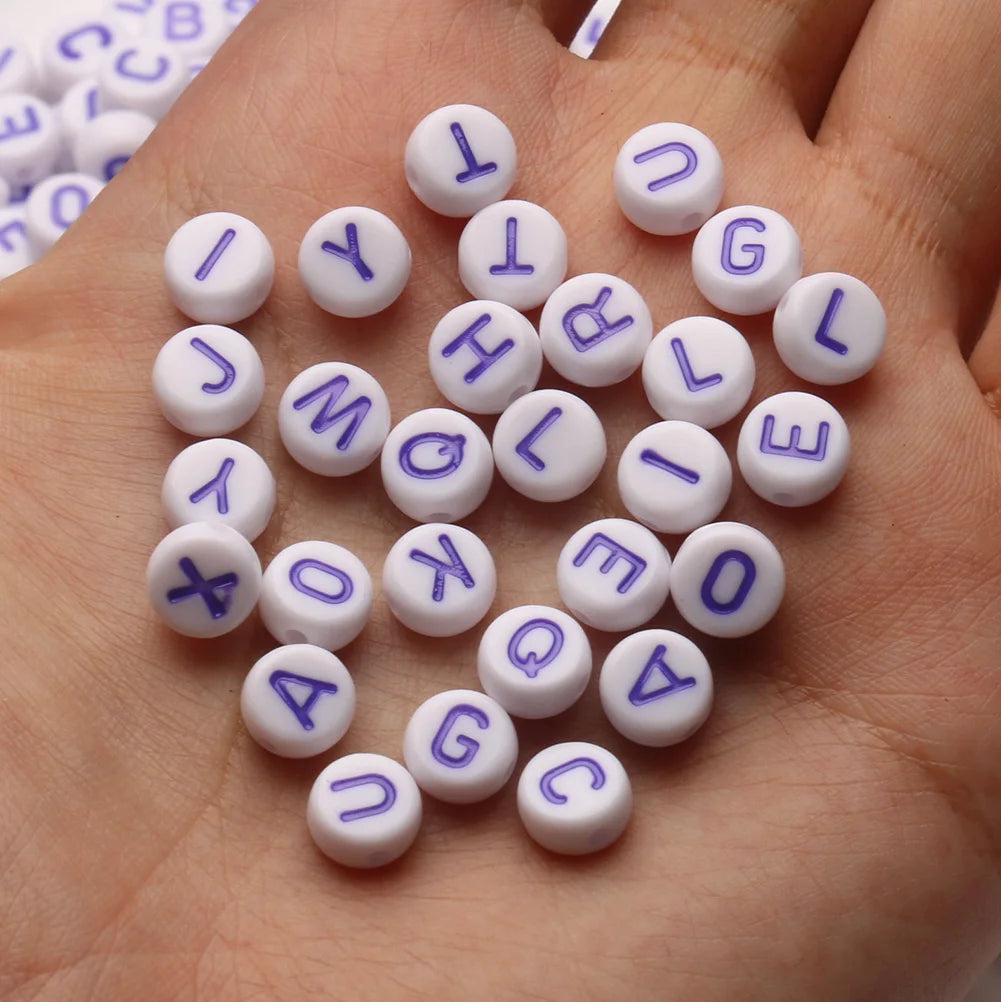 Peris Gems white purple / 100pcs 100/200pcs Letter Beads White Black Round Gold Silver Color Acrylic Alphabet Beads for Jewelry Bracelet Necklace Key Chain DIY SHEIN Amazon Temu