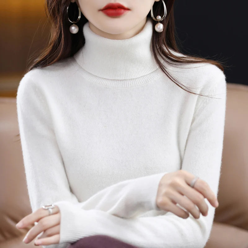 Peris Gems  WHITE / S High-Collared Cashmere Wool Warm Sweaters for Women SHEIN Amazon Temu