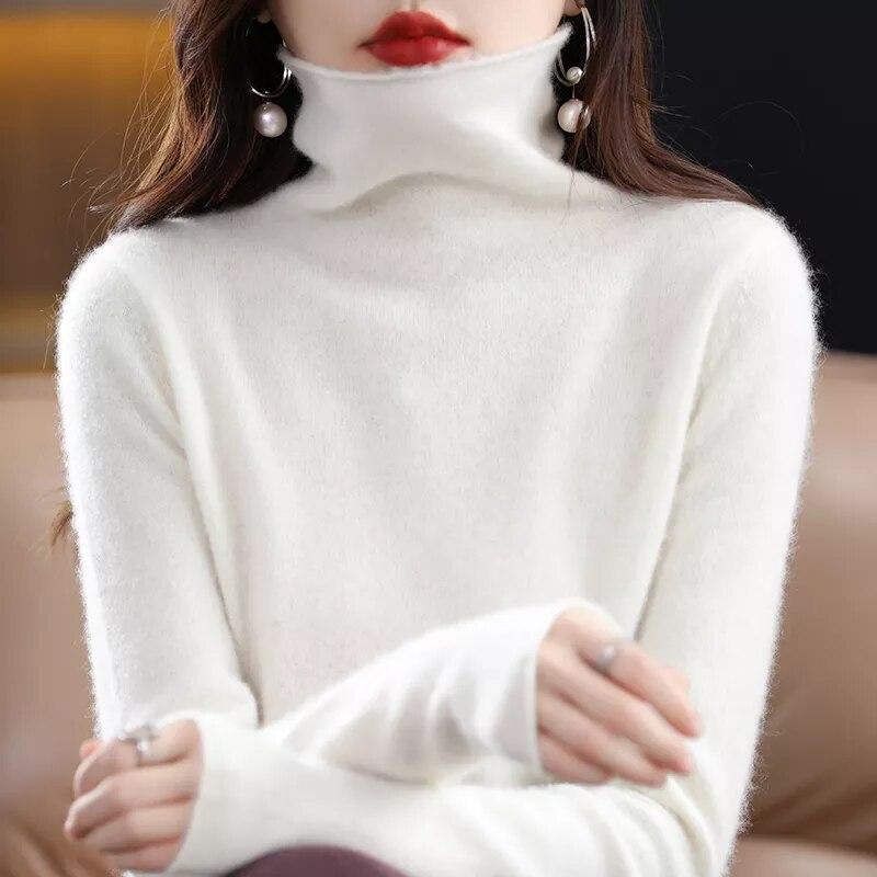Peris Gems  White / S Pure 100% Wool Autumn Winter Cashmere Sweaters for Women SHEIN Amazon Temu