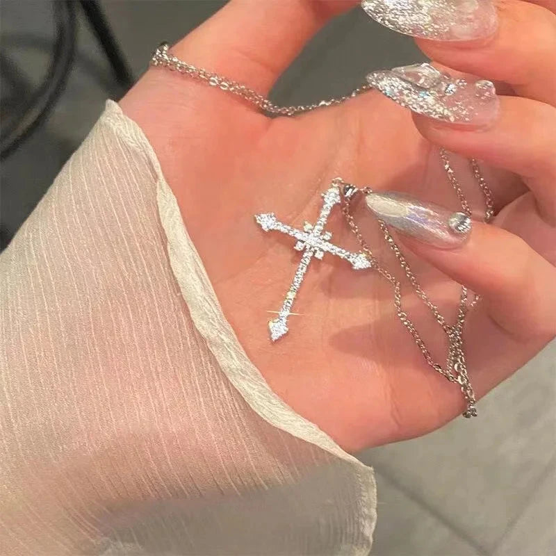 Peris Gems white Sweet Cool Wind Spicy Girl Cross Necklace Female Heavy Set Diamond Gothic Europe The United States Y2k Necklace Design Sweet Cool Wind Spicy Girl Cross Necklace Female Heavy Set Diamond Gothic Europe The United States Y2k Necklace Design SHEIN Amazon Temu
