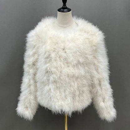 Peris Gems  White / XS Coat Bust 88cm Thick Fluffy Feather Winter Coat Jackets for Women SHEIN Amazon Temu