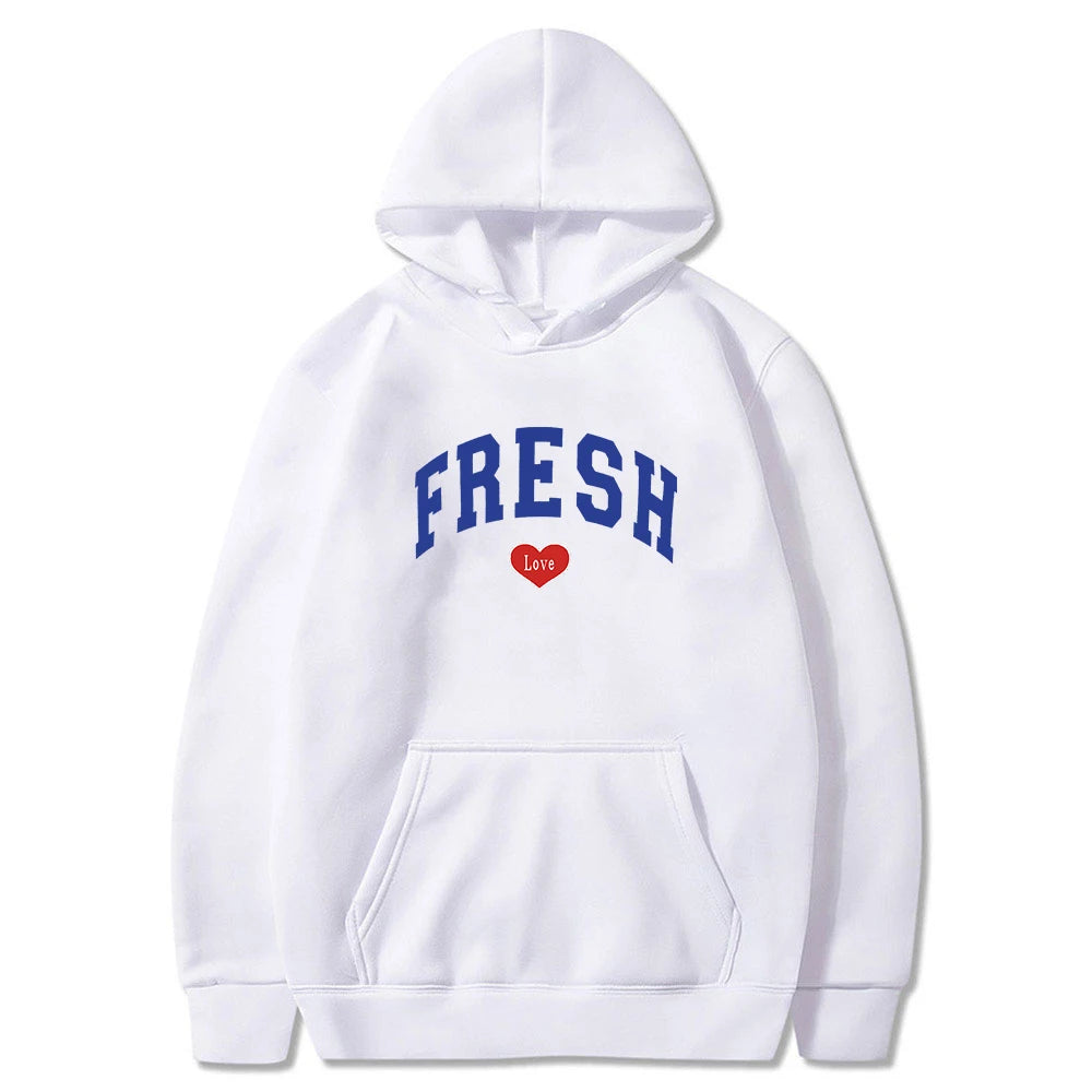 Peris Gems  white / XXS Fresh Love Heart Print Streetwear Hoodies Unisex SHEIN Amazon Temu