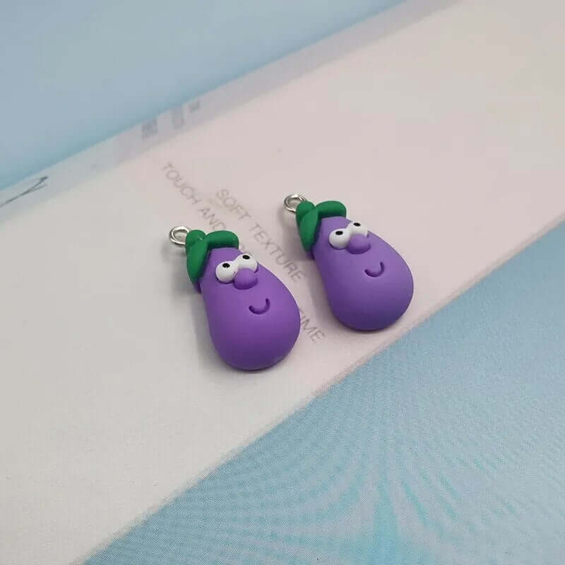 Peris Gems  with hook eggplant 10pcs Cute Vegetable Veggie Tales Inspired Resin Charms SHEIN Amazon Temu