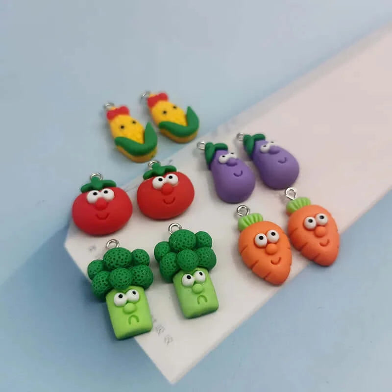 Peris Gems  with hook mix 5pairs 10pcs Cute Vegetable Veggie Tales Inspired Resin Charms SHEIN Amazon Temu