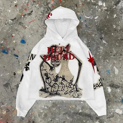 Peris Gems Y2K Hoodie Trend Punk Mummy Print Oversized Hoodie Men and Women New Fashion Loose Harajuku Hip Hop Streetwear Gothic Sweatshirt SHEIN Amazon Temu