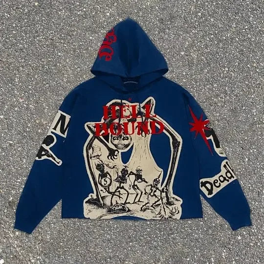 Peris Gems Y2K Hoodie Trend Punk Mummy Print Oversized Hoodie Men and Women New Fashion Loose Harajuku Hip Hop Streetwear Gothic Sweatshirt SHEIN Amazon Temu