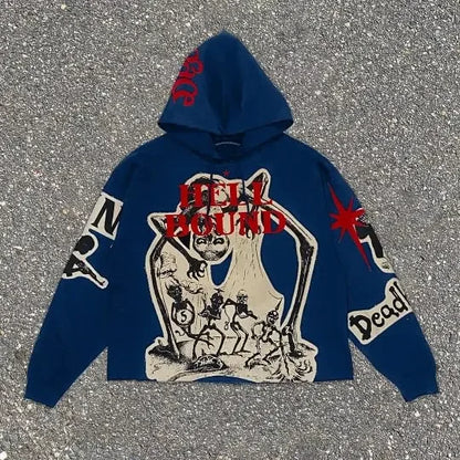 Peris Gems Y2K Hoodie Trend Punk Mummy Print Oversized Hoodie Men and Women New Fashion Loose Harajuku Hip Hop Streetwear Gothic Sweatshirt SHEIN Amazon Temu