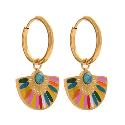 Peris Gems  YH1211A Gold Colorful Y2K Peacock Shaped Dangle Earrings for Women SHEIN Amazon Temu
